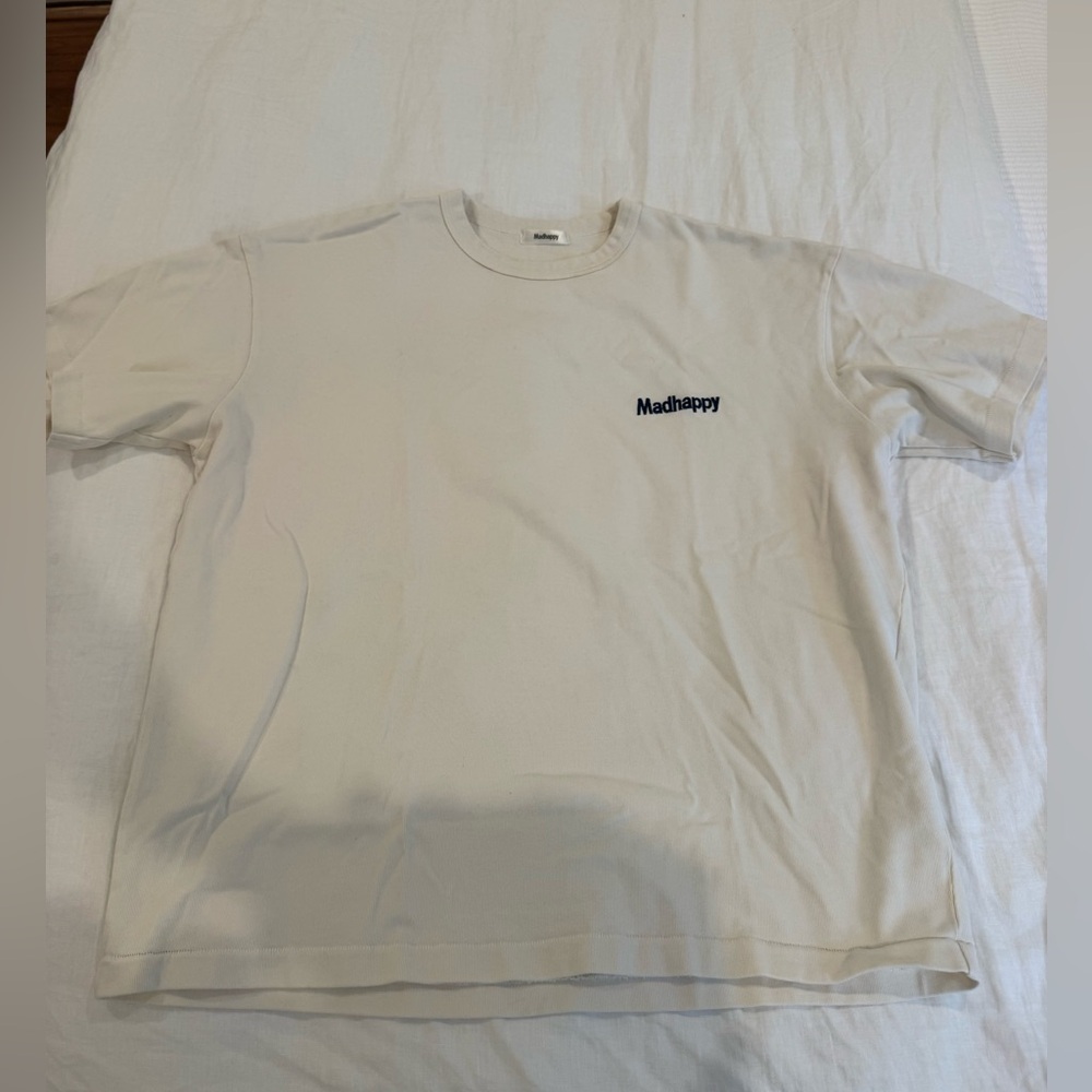 Madhappy Natural Crewneck Tee with Subtle Logo